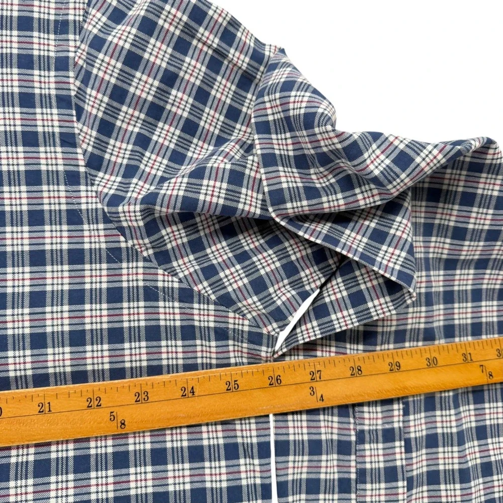 Polo Ralph Lauren Mens XL Classic Fit Plaid Button Down Shirt Navy Blue Cotton